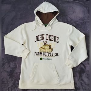 John Deere  Farm Supply Co Hoodie Size L White NWOT